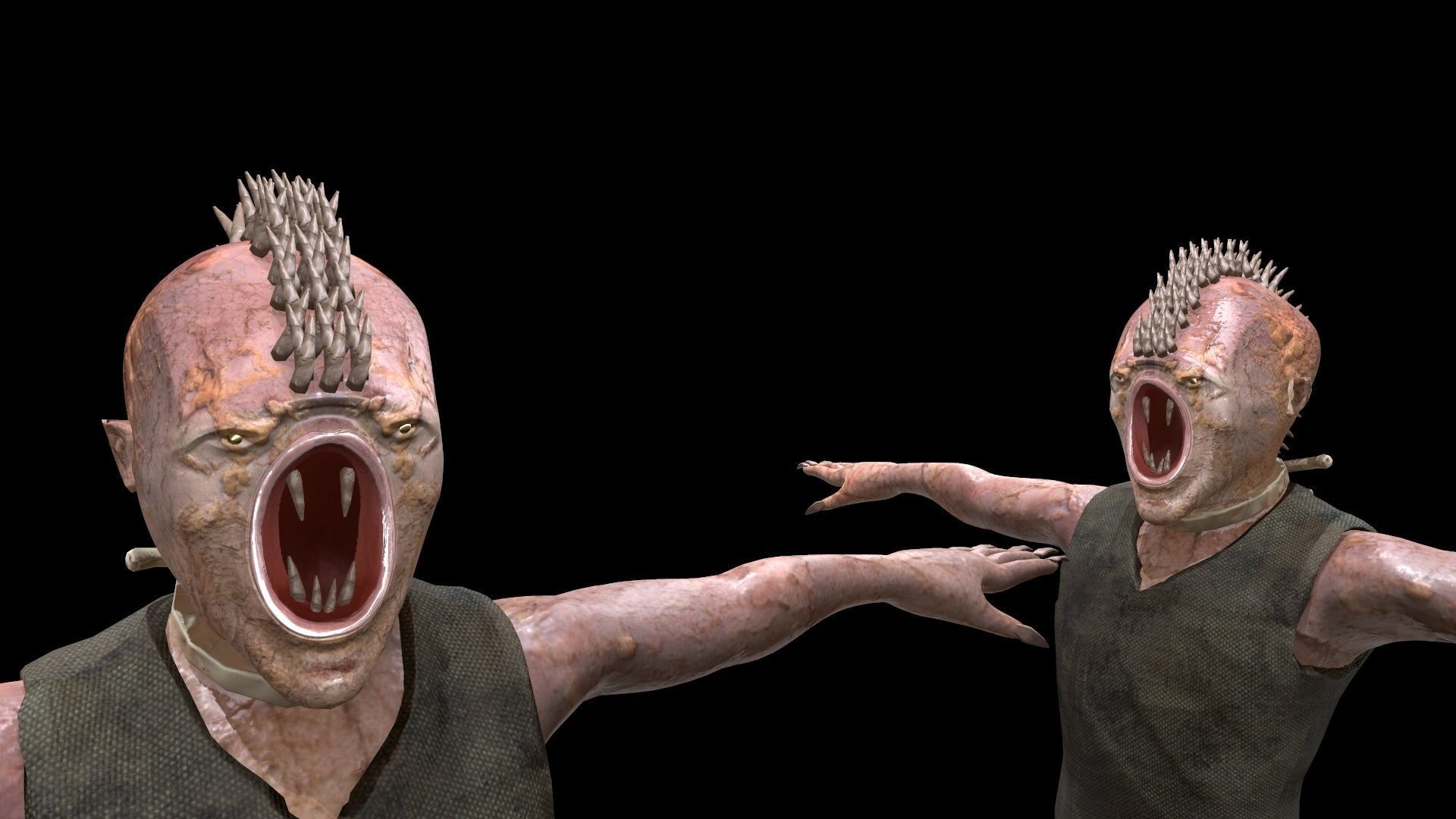 Mutant humanoid creature Low-poly 3D model_7