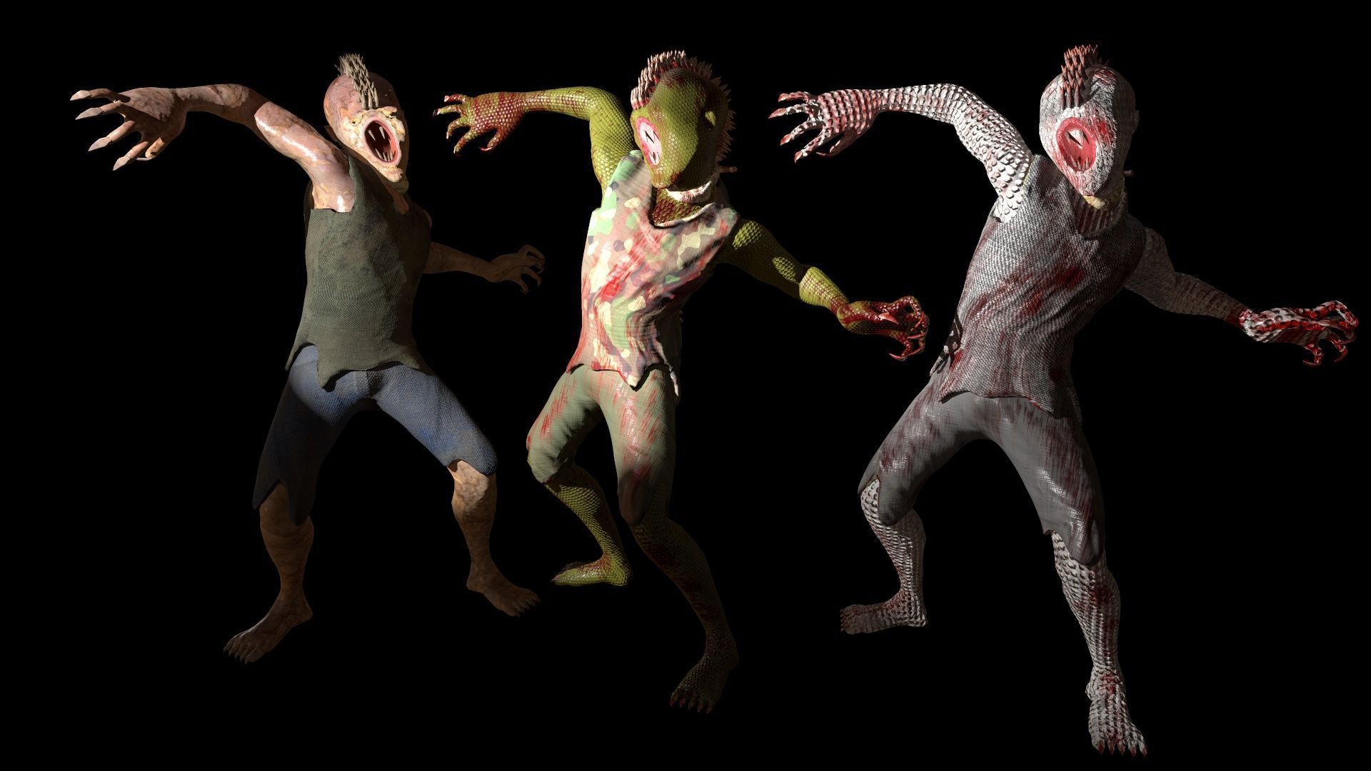 Mutant humanoid creature Low-poly 3D model_3