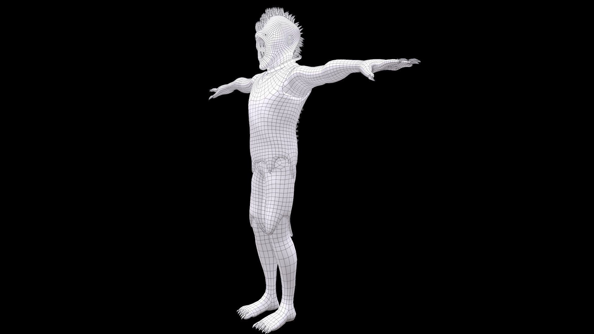 Mutant humanoid creature Low-poly 3D model_23