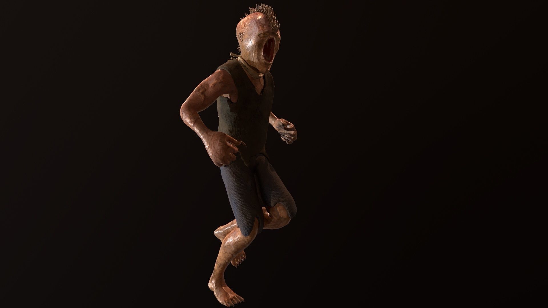 Mutant humanoid creature Low-poly 3D model_10