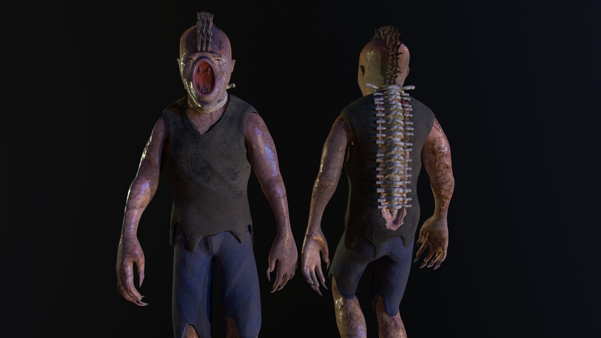 Mutant humanoid creature Low-poly 3D model_14