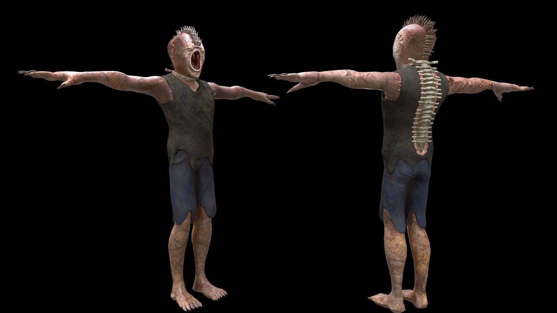 Mutant humanoid creature Low-poly 3D model_5