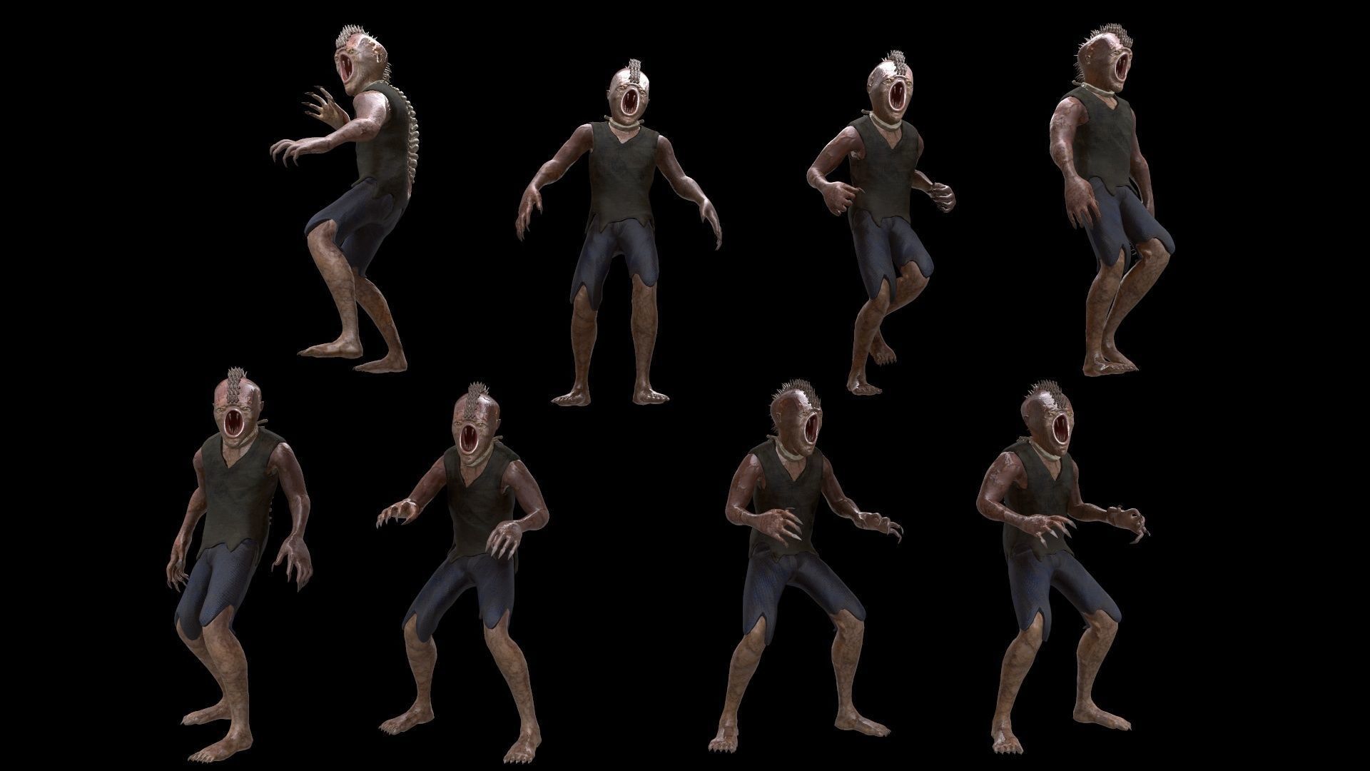 Mutant humanoid creature Low-poly 3D model_19
