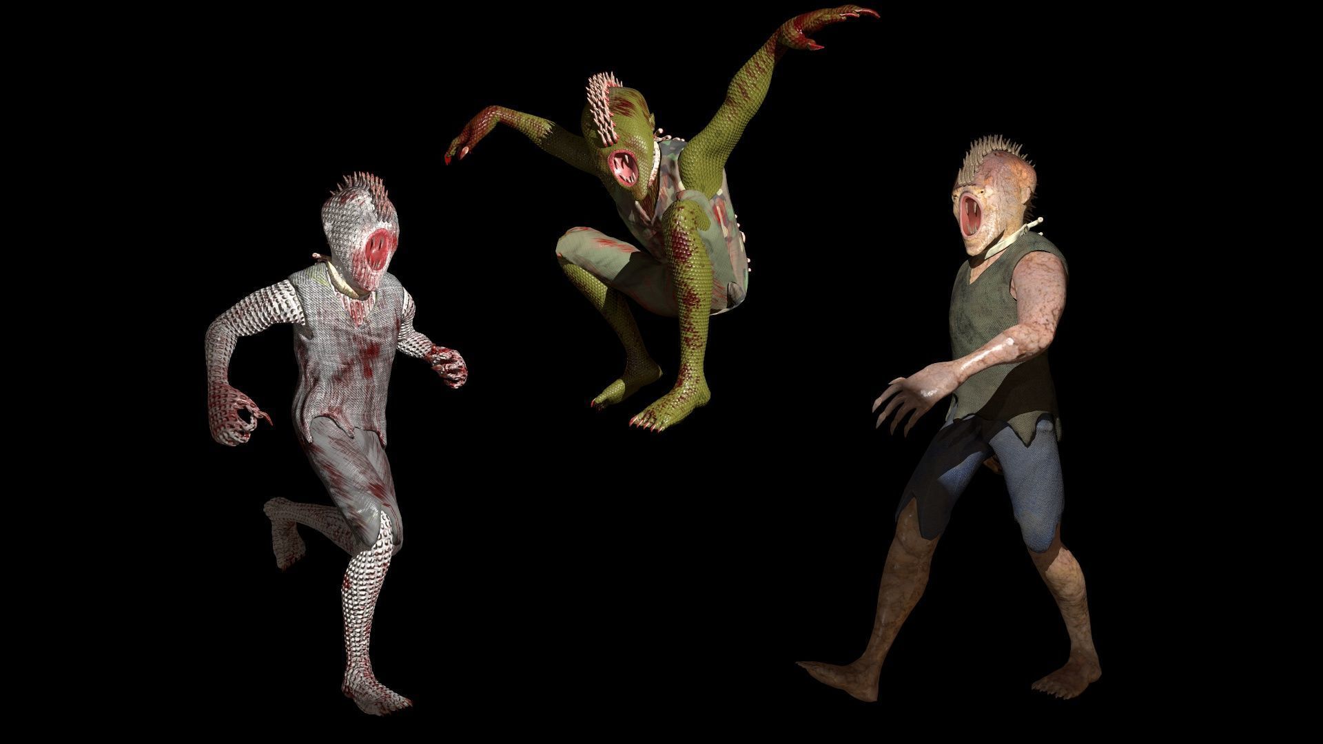 Mutant humanoid creature Low-poly 3D model_4