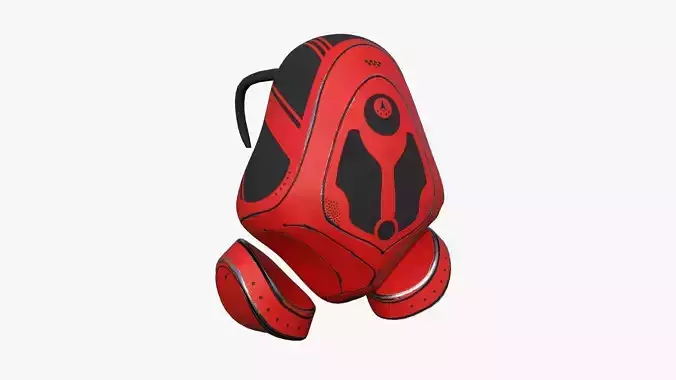 SciFi Backpack H09 Red - Fashion Character Design Low-poly 3D model
