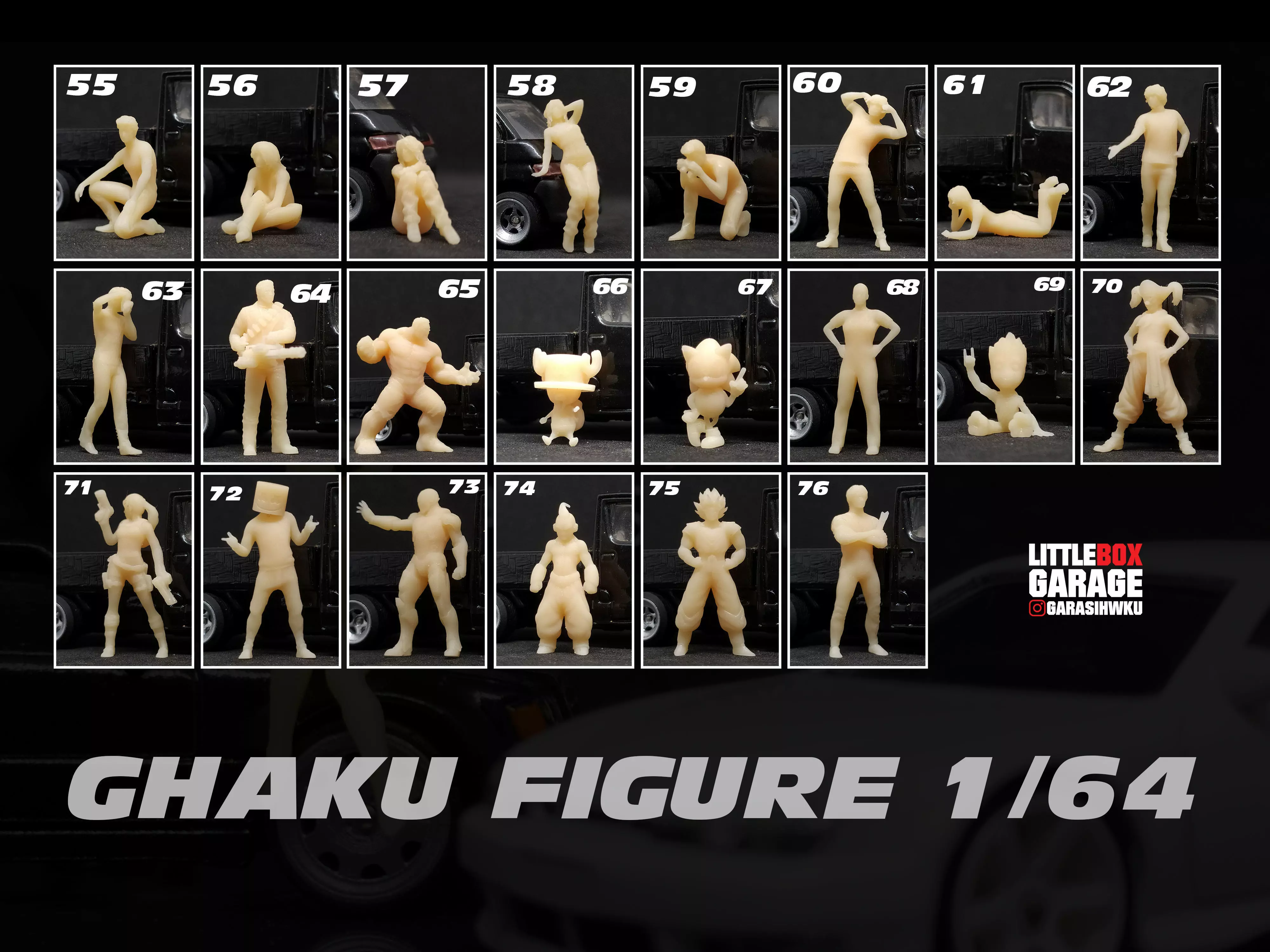 FIGURE FOR DIECAST CAR HOTWHEELS 64 SCALE SET 3 3D print model