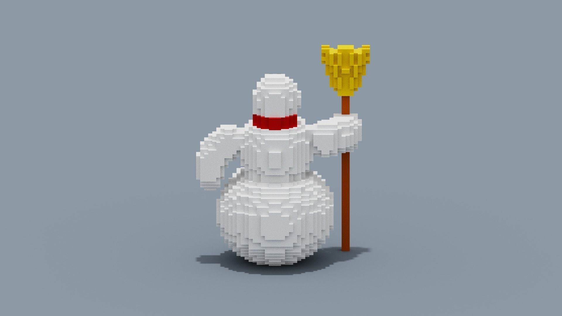 Voxel Snowman Low-poly 3D model_6
