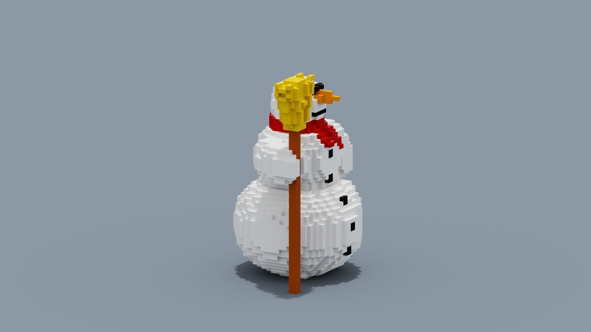 Voxel Snowman Low-poly 3D model_10