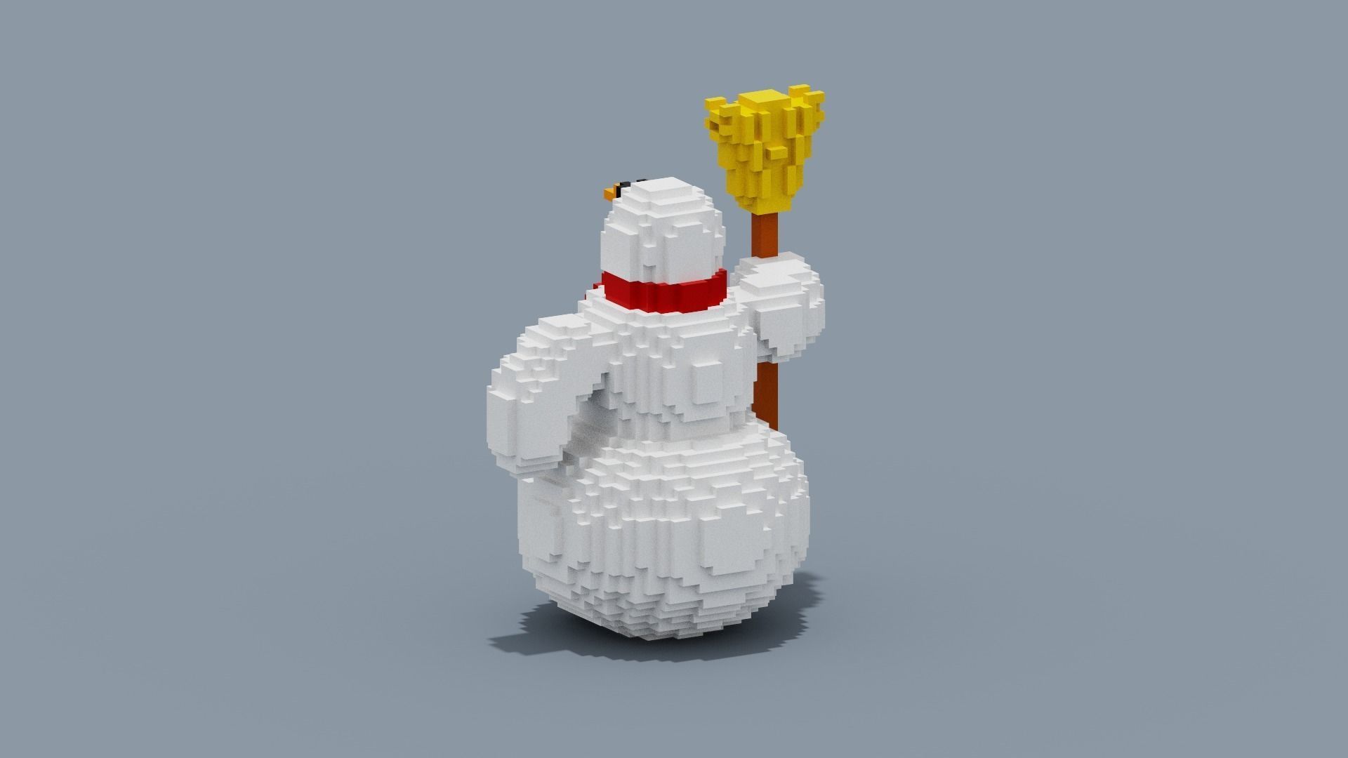 Voxel Snowman Low-poly 3D model_8