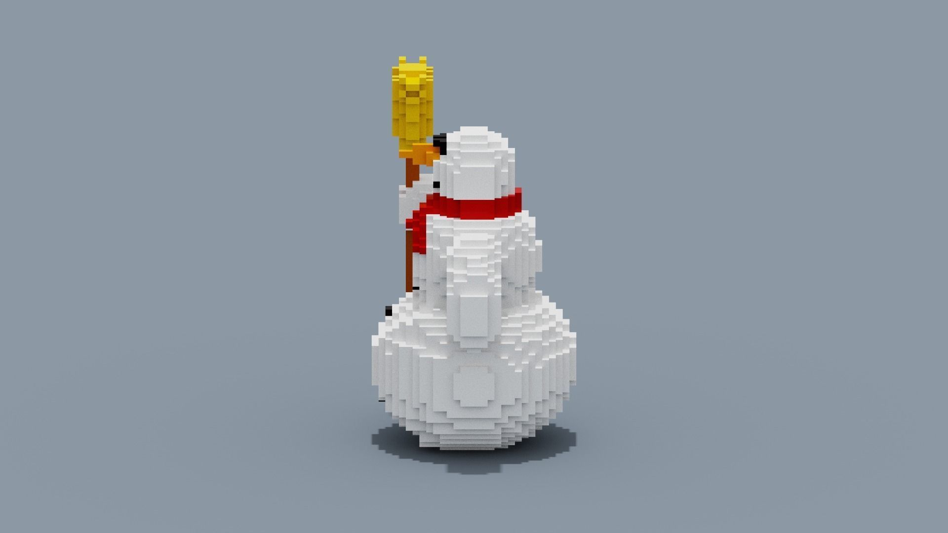Voxel Snowman Low-poly 3D model_5