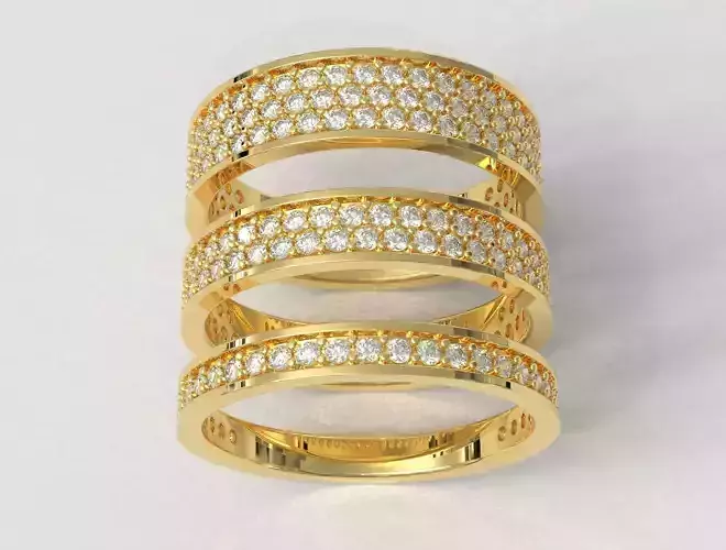 3 Diamond Pave Rings Set