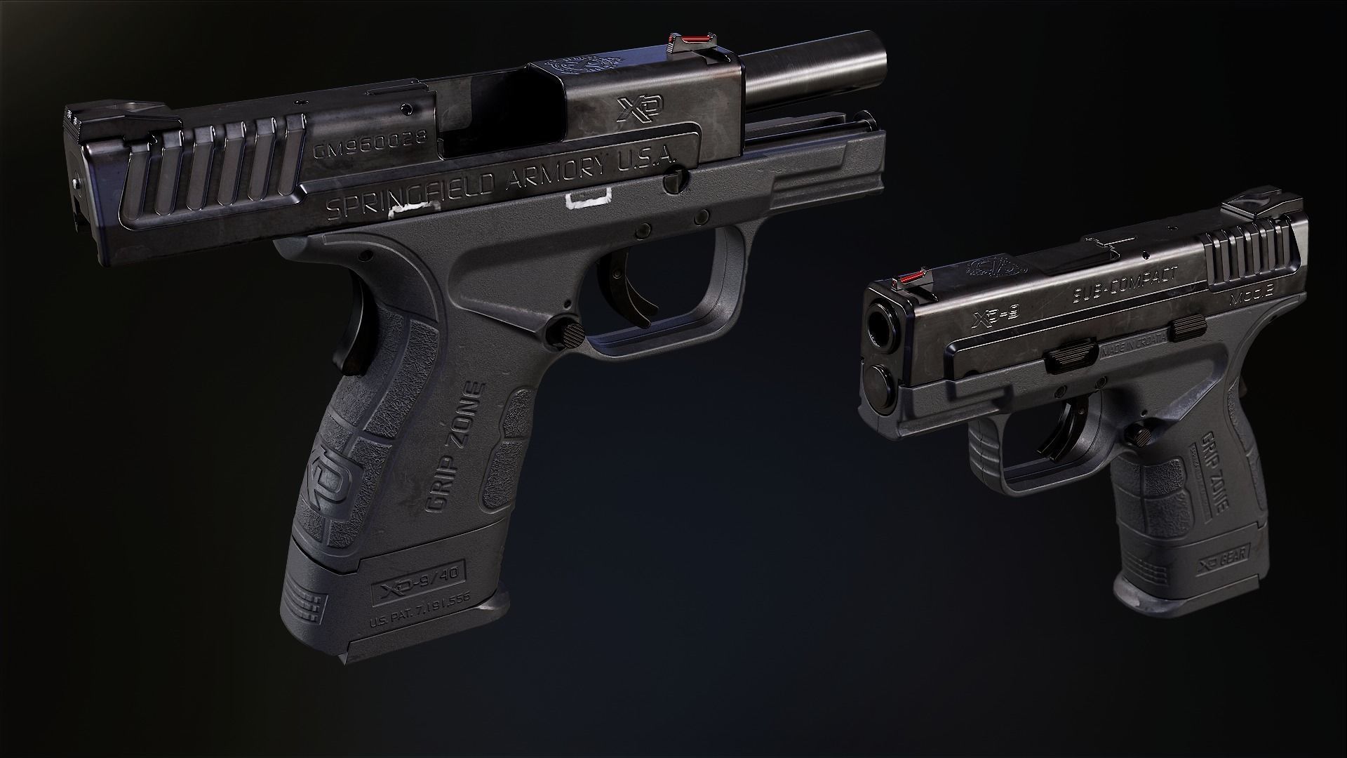 Springfield XD-MOD2 - Black Low-poly 3D model_5