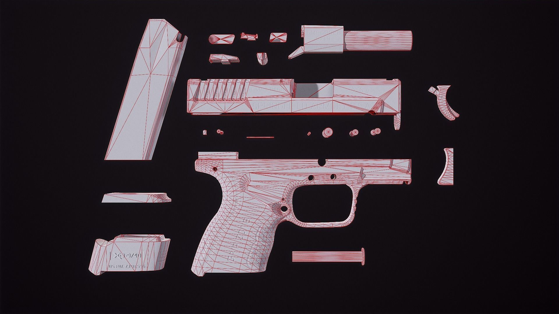 Springfield XD-MOD2 - Black Low-poly 3D model_10