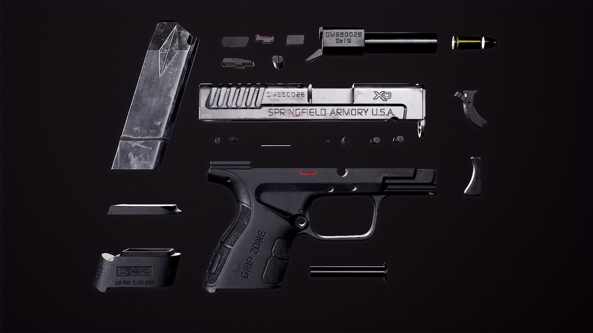 Springfield XD-MOD2 - Black Low-poly 3D model_6