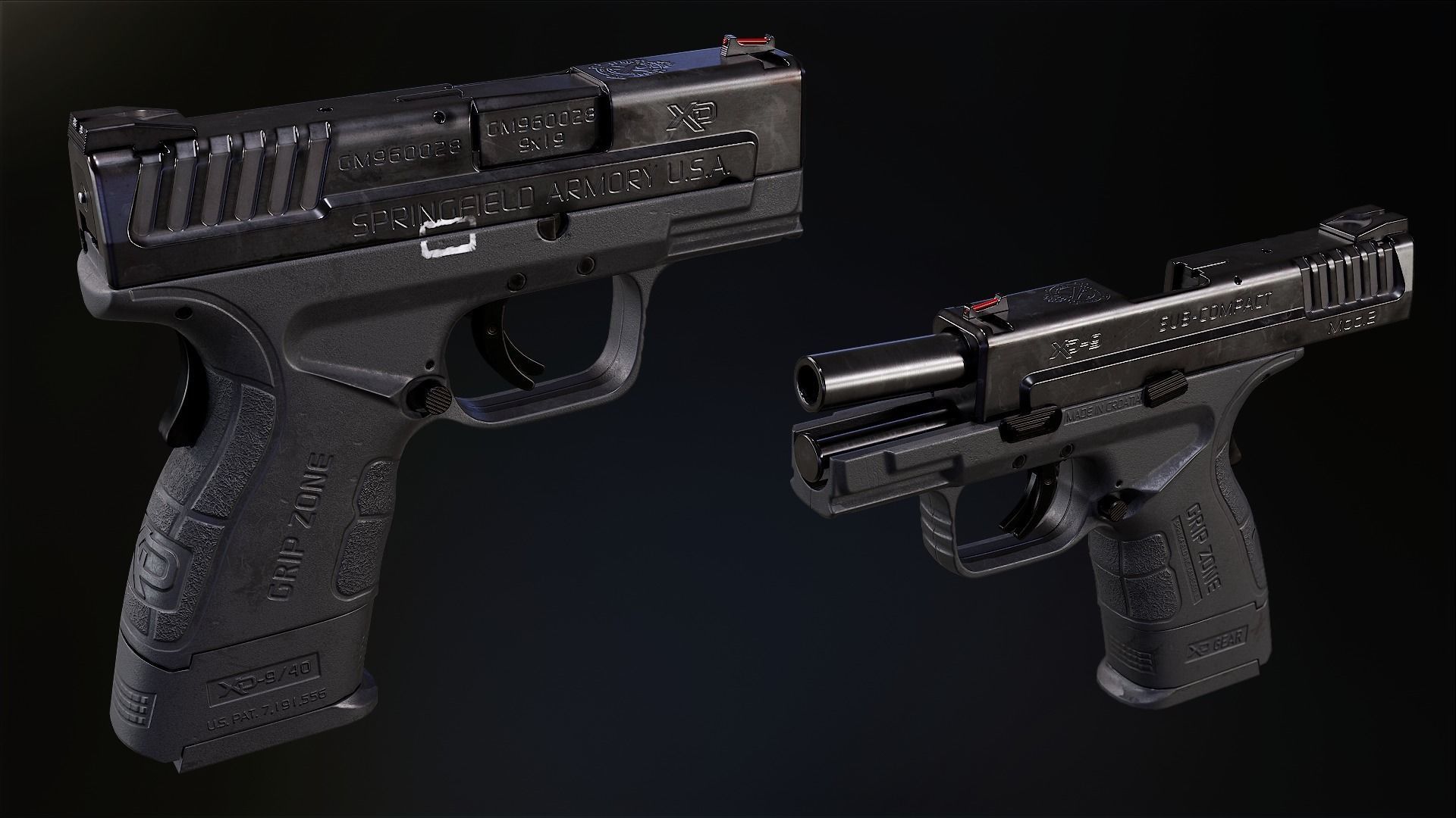 Springfield XD-MOD2 - Black Low-poly 3D model_4