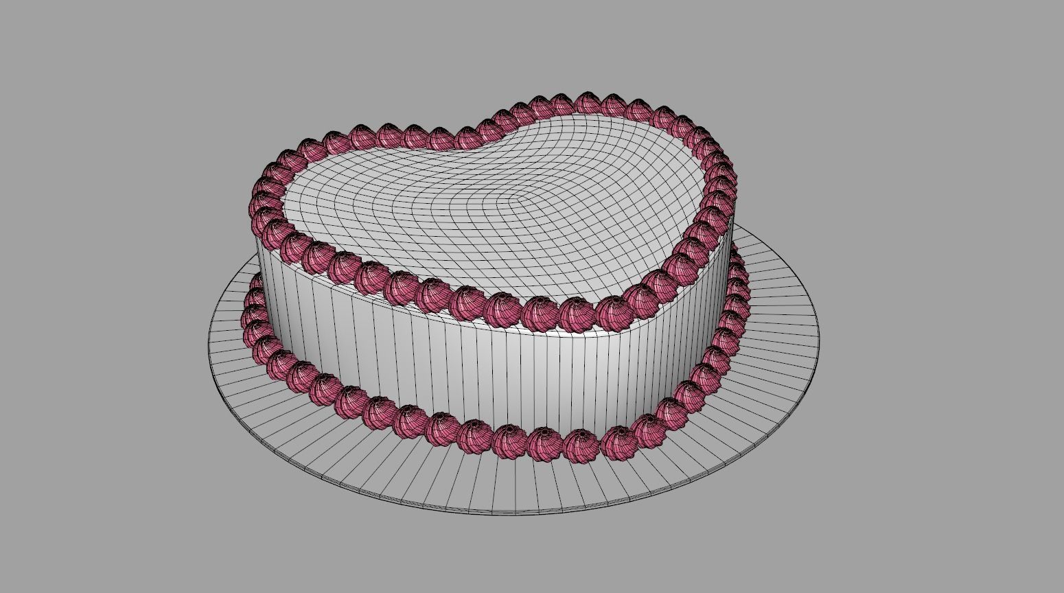 Heart Shaped Cake 3D model_4