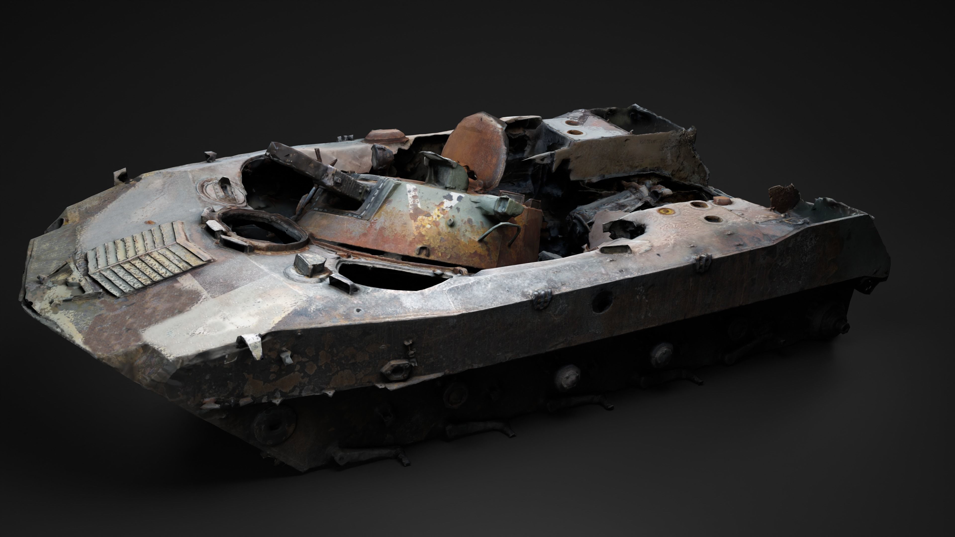 Burnt russian BMD-2 Photoscan 3D model_13