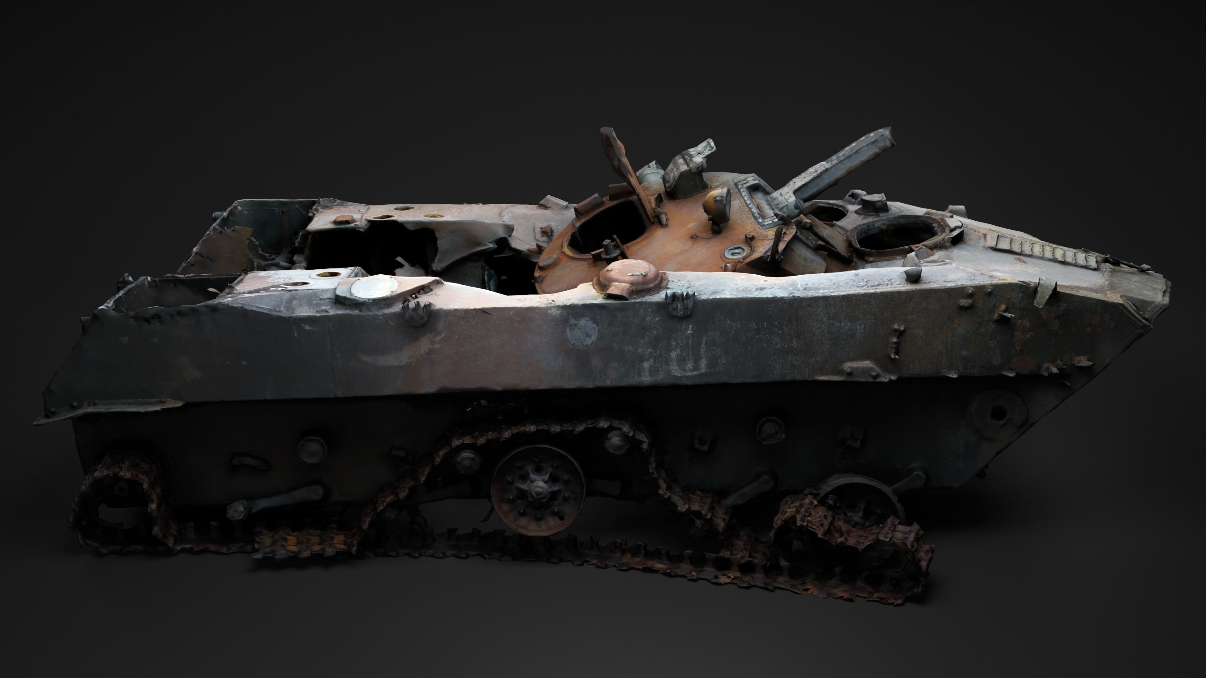 Burnt russian BMD-2 Photoscan 3D model_6