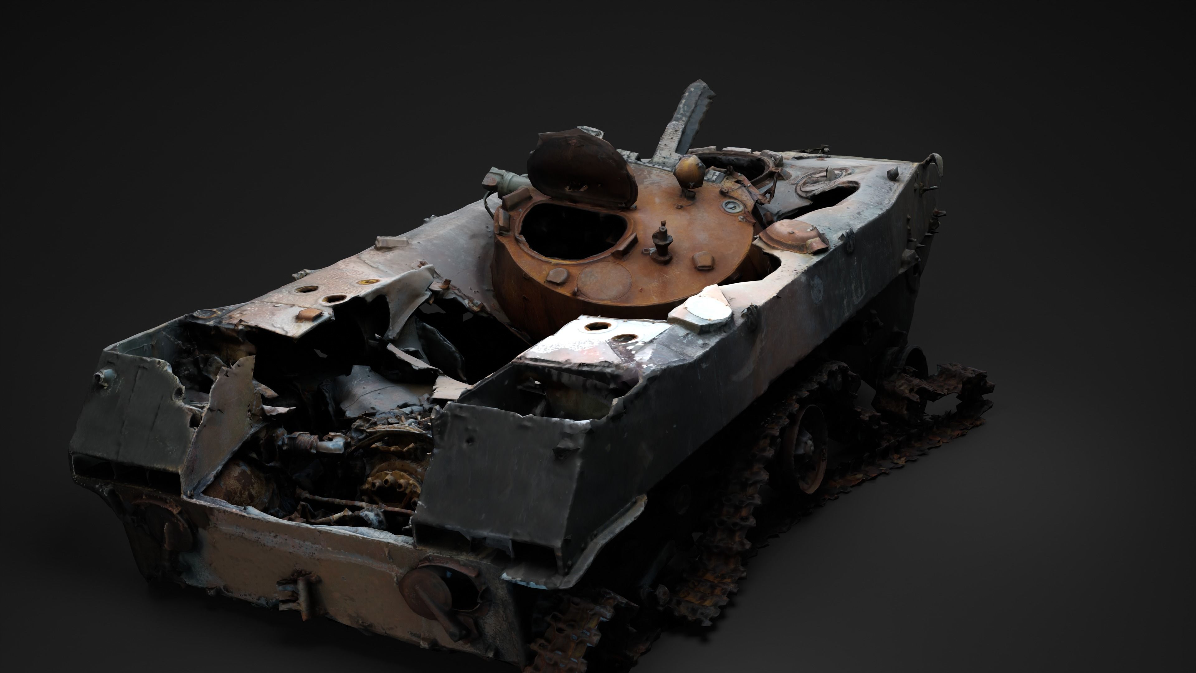 Burnt russian BMD-2 Photoscan 3D model_8