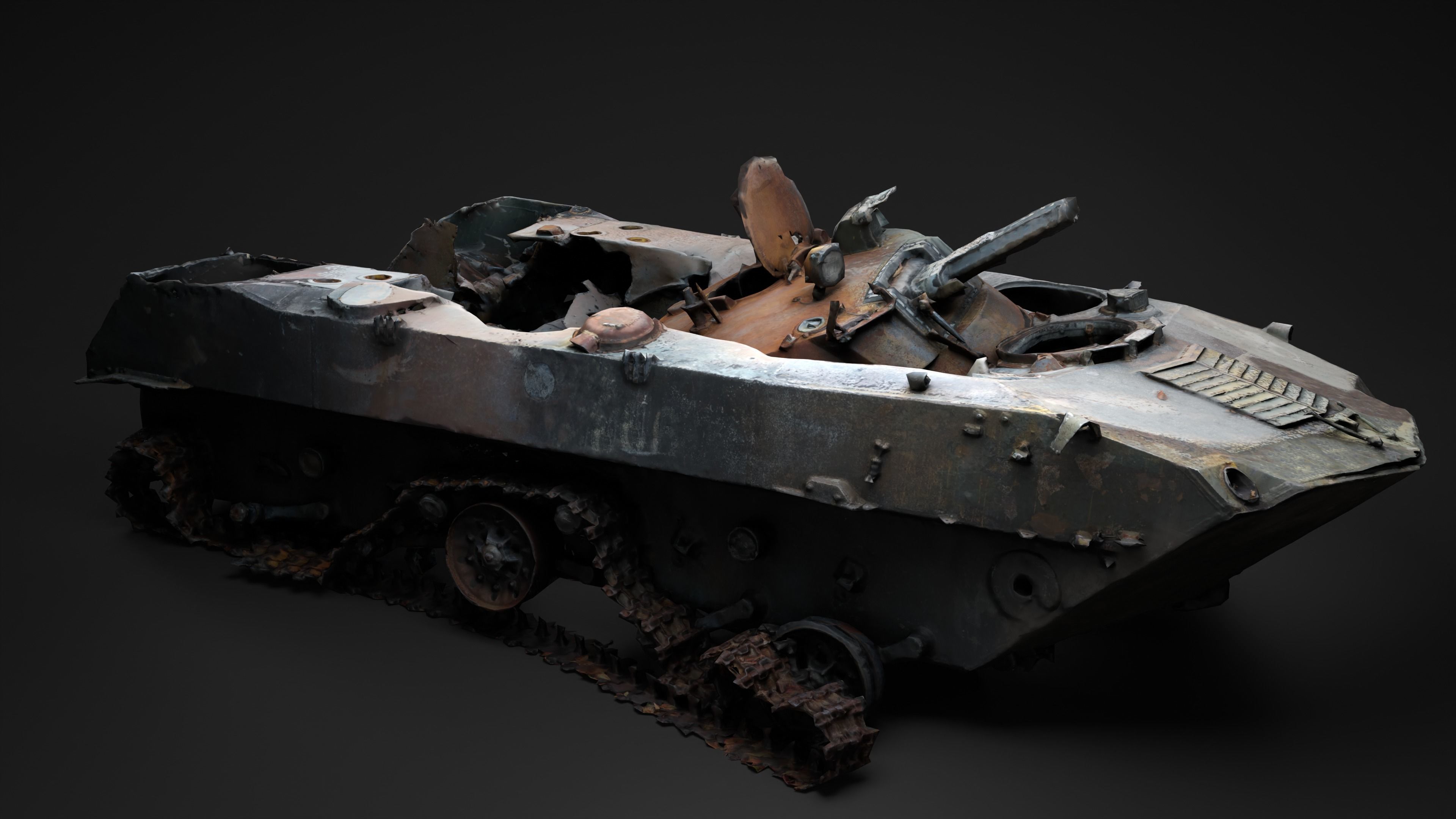 Burnt russian BMD-2 Photoscan 3D model_5