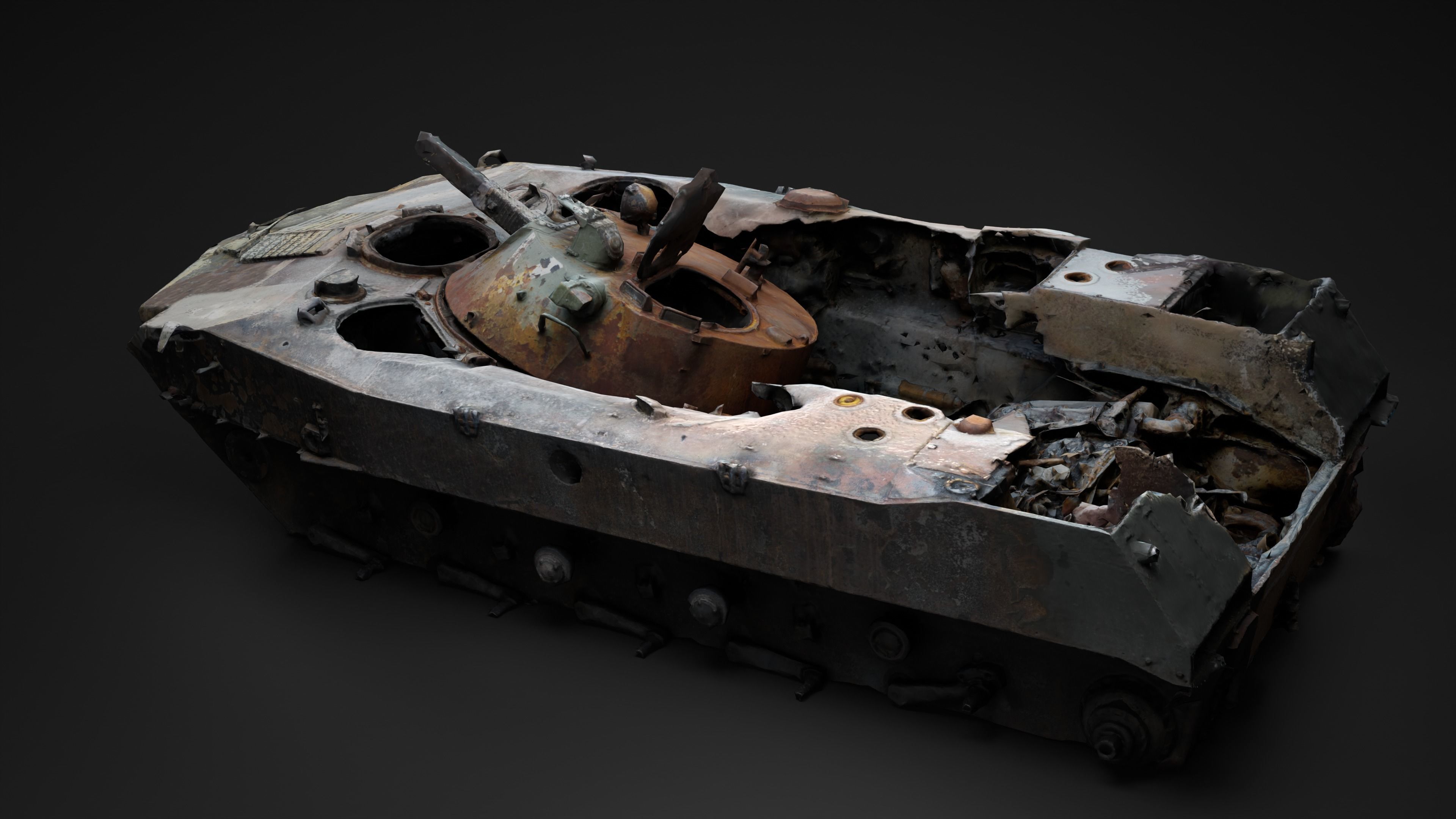 Burnt russian BMD-2 Photoscan 3D model_11