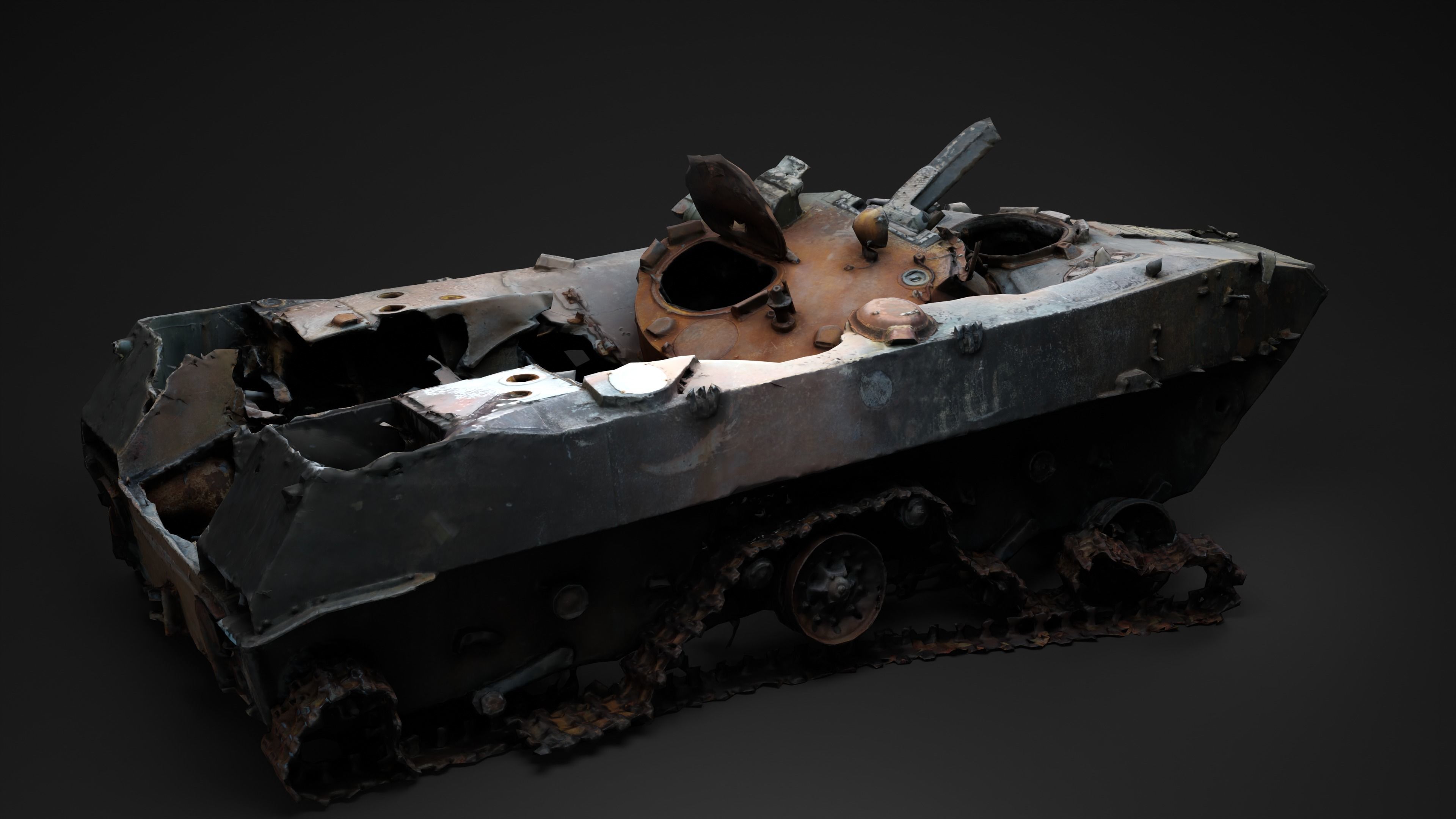 Burnt russian BMD-2 Photoscan 3D model_7