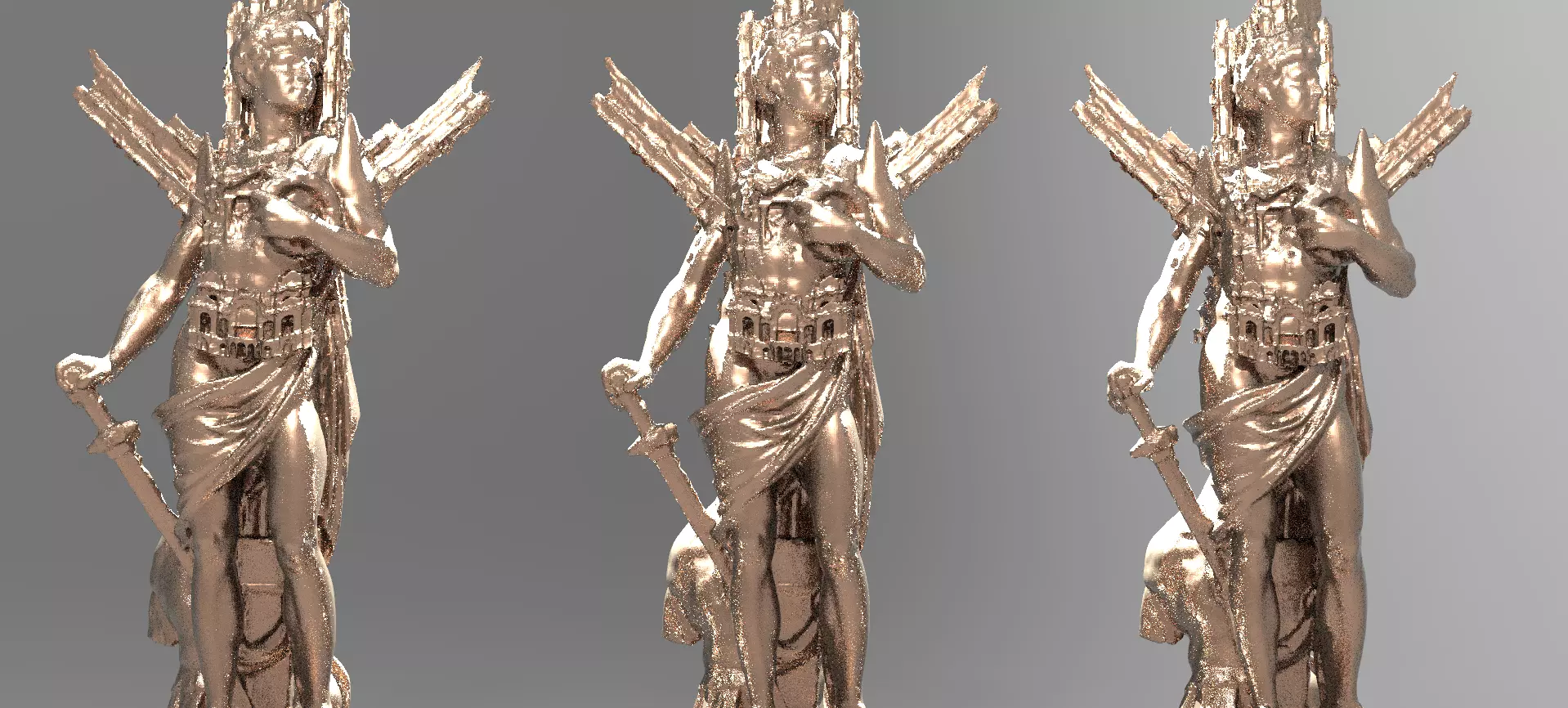 Roman God Mars abstract statue 2 3D model_0