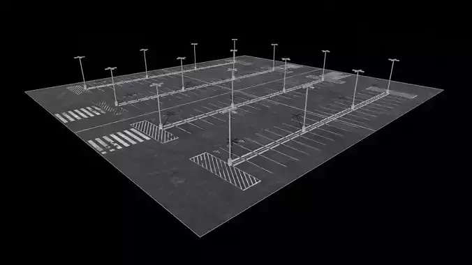 Parking Lot Scene with 4K and 8K textures Low-poly 3D model