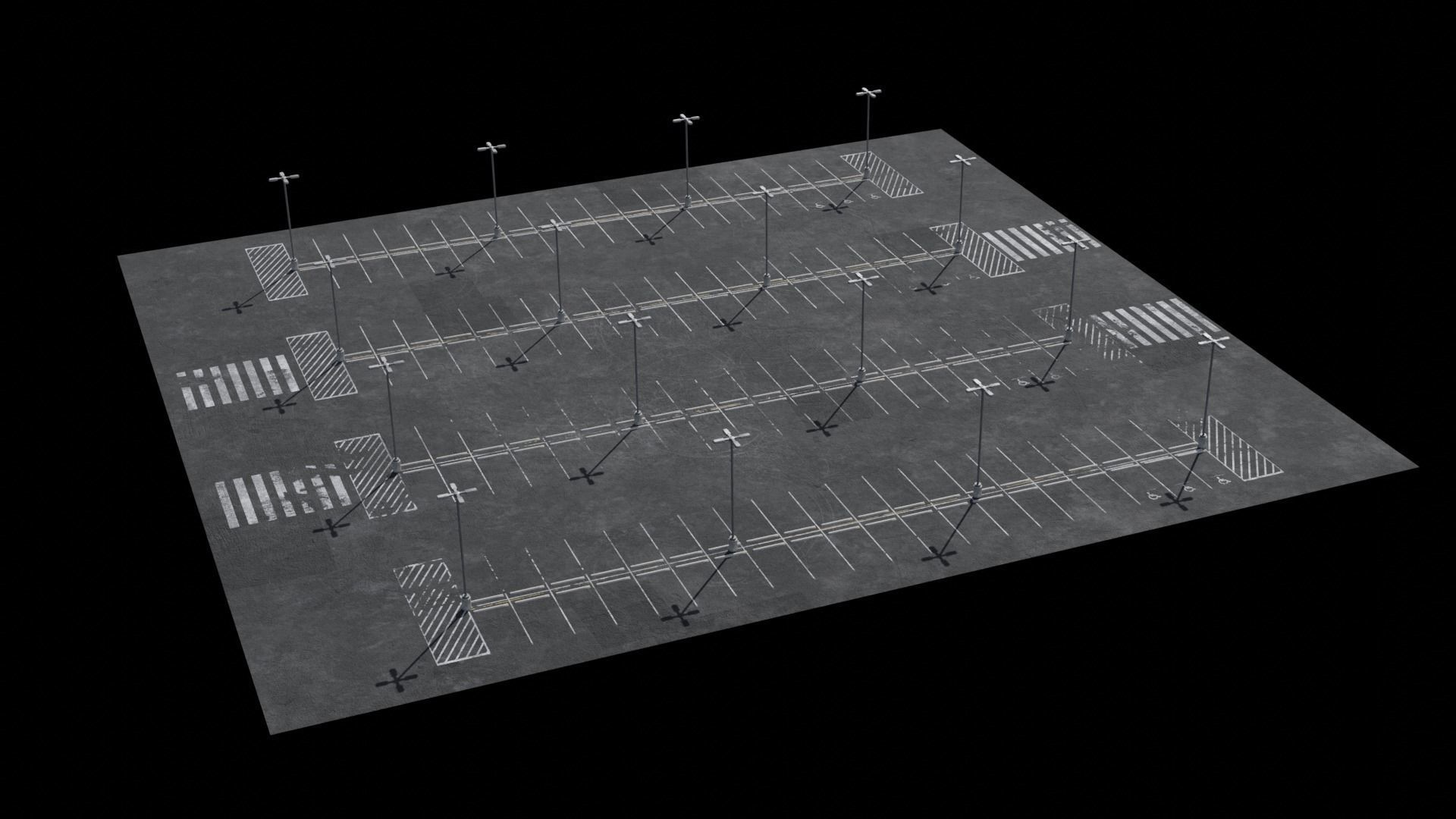 Parking Lot Scene with 4K and 8K textures Low-poly 3D model_1
