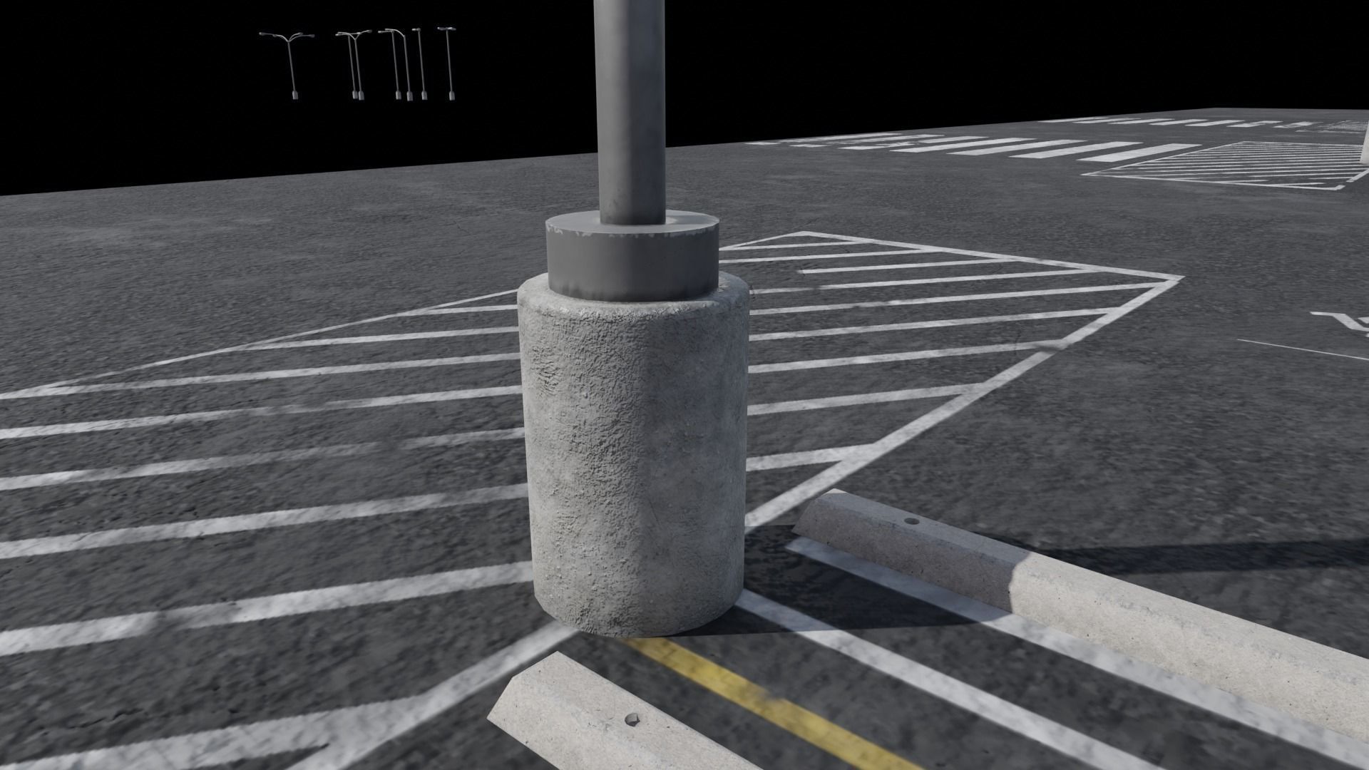 Parking Lot Scene with 4K and 8K textures Low-poly 3D model_10