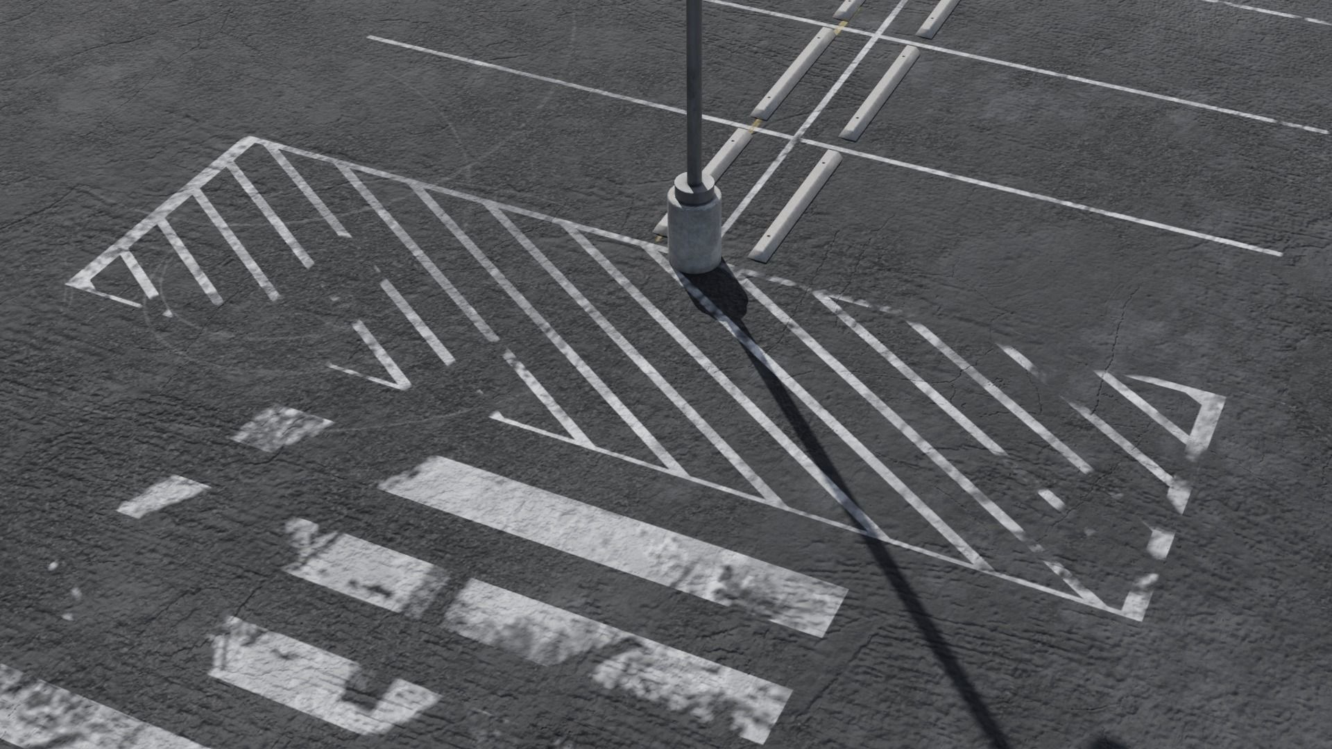 Parking Lot Scene with 4K and 8K textures Low-poly 3D model_7