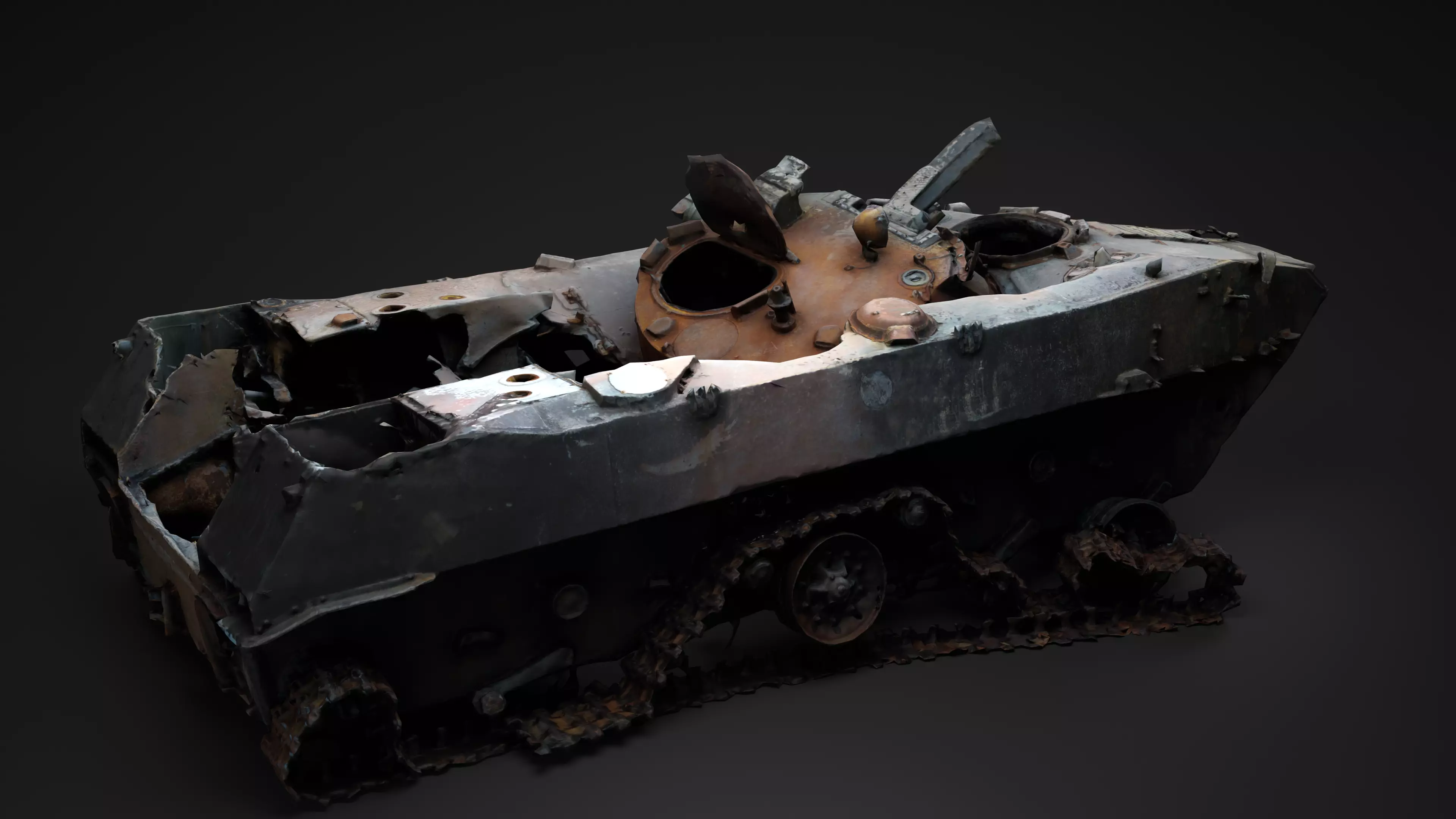 Burnt russian BMD-2 Photoscan Game Ready Low-poly 3D model_0