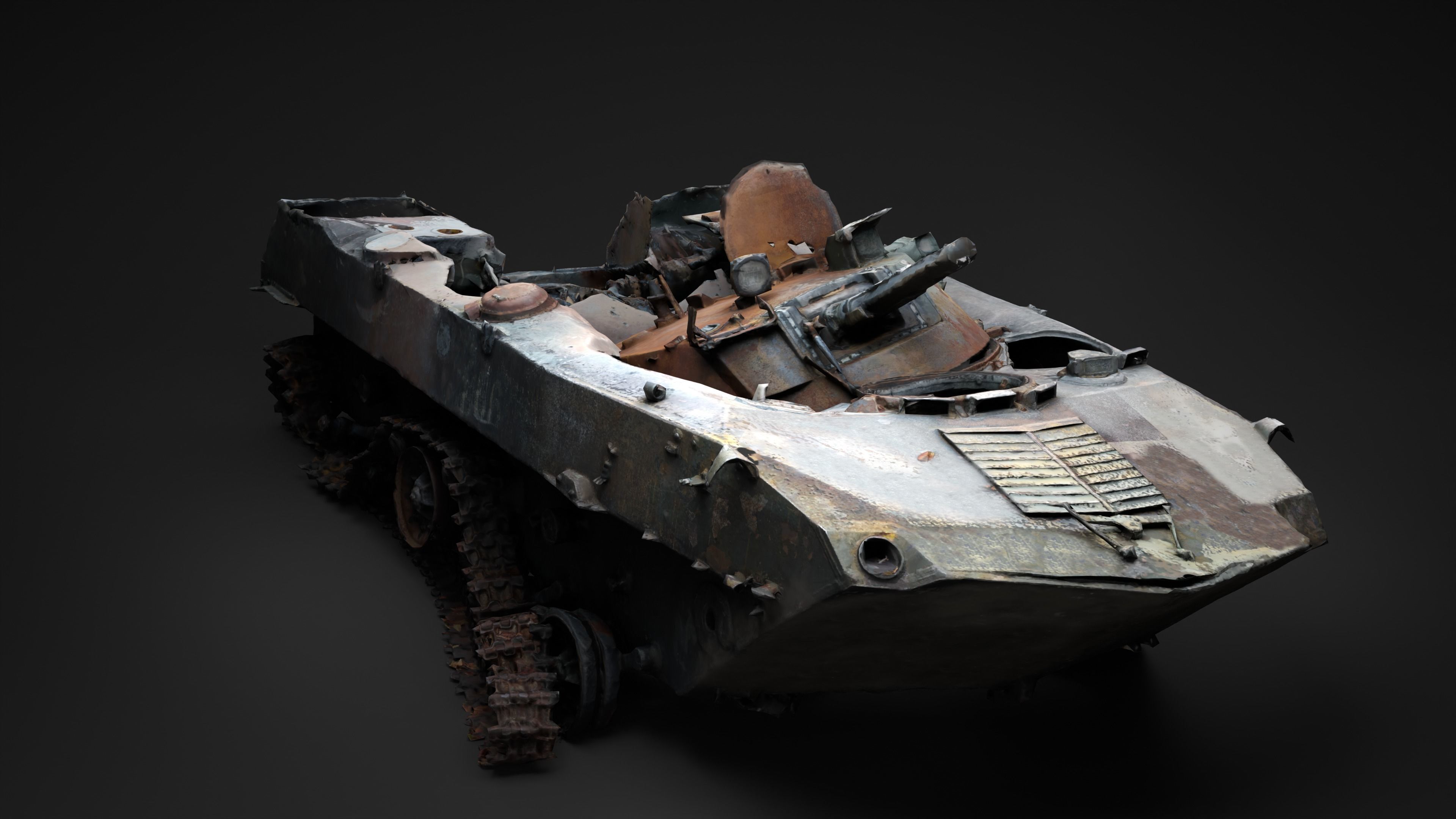 Burnt russian BMD-2 Photoscan Game Ready Low-poly 3D model_5