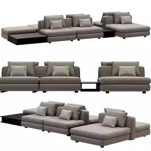 Sectional Fabric Sofa With Removable Cover Mosaique