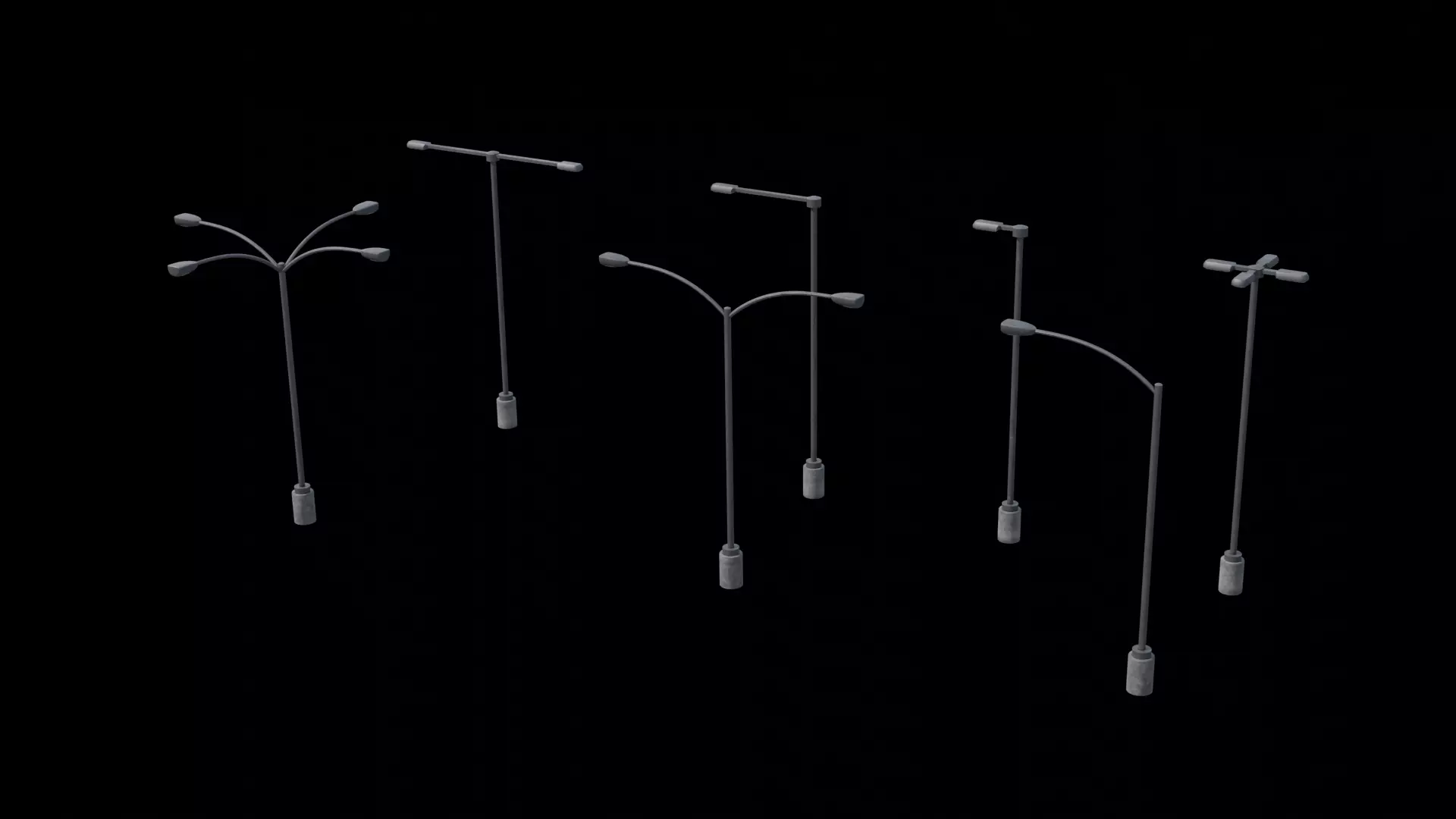 Urban Street Light Pack with 4K Texture Sets Low-poly 3D model