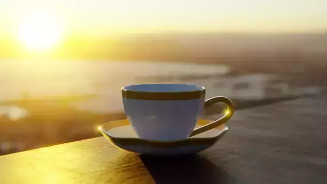 Premium Tea Cup and Saucer - Photoreal Low Poly 3D Model