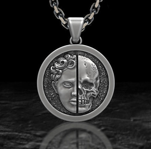 Pendant skull with face 3d model for 3d printing 3D print model 3D print model