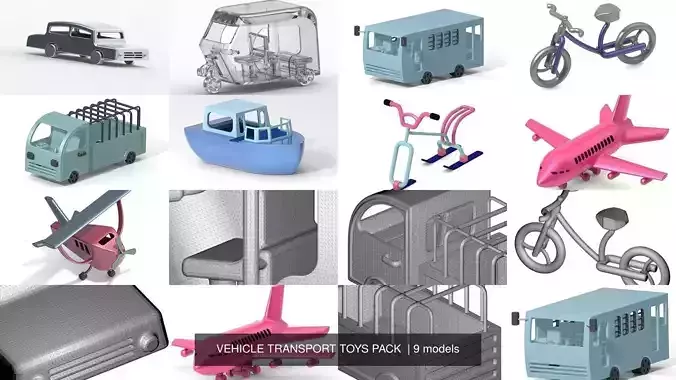VEHICLE TRANSPORT TOYS PACK  3D Model Collection