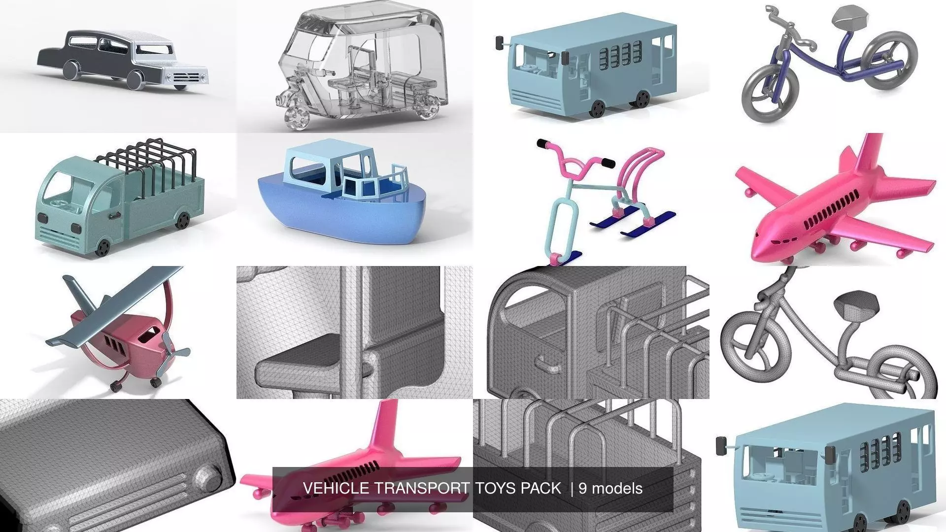 VEHICLE TRANSPORT TOYS PACK  3D Model Collection_0