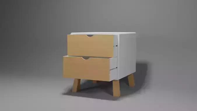 Cupboard bedside table with two drawers