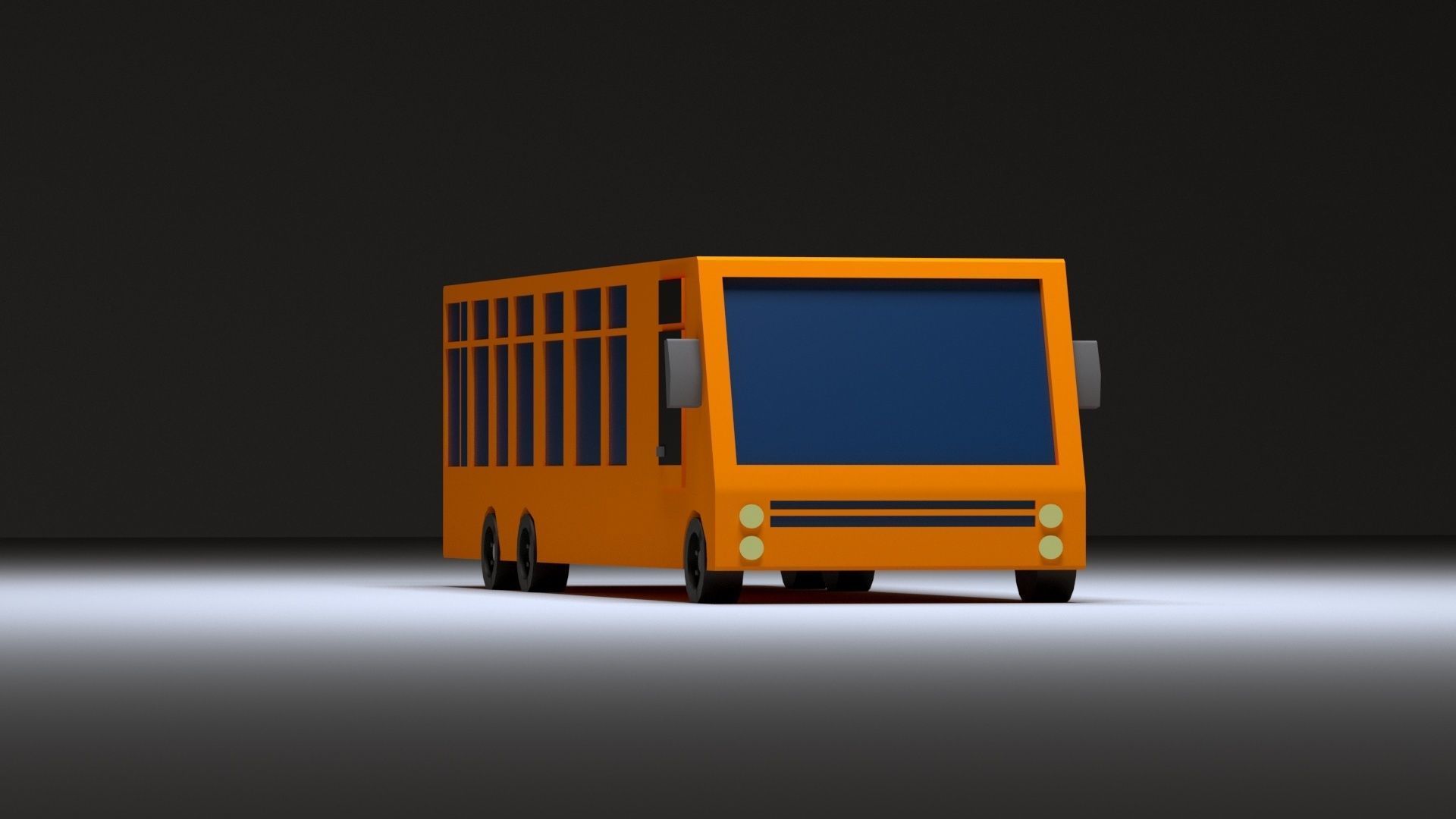 Cartoon Low-Poly School bus vehicle for game-ready 3D model Low-poly 3D model_1