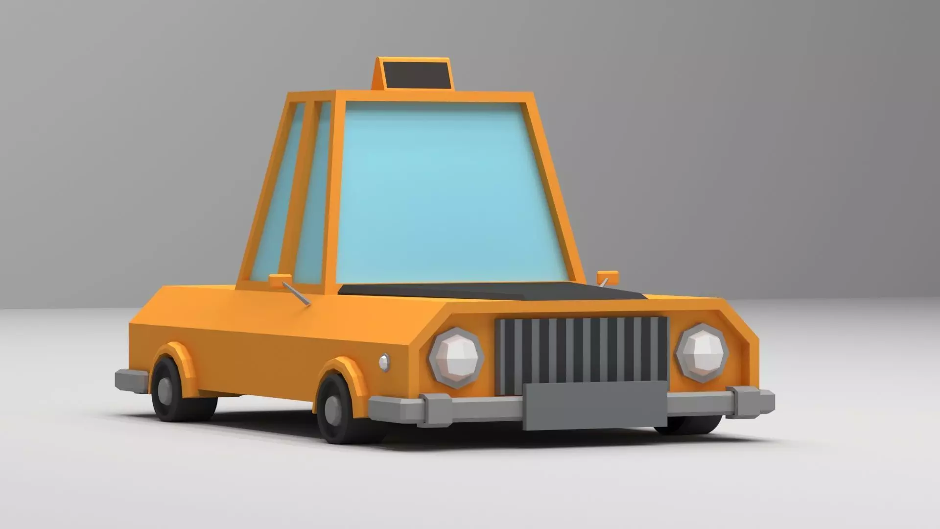 Cartoon Low-Poly yellow Taxi car vehicle for game-ready 3D model Low-poly 3D model_0
