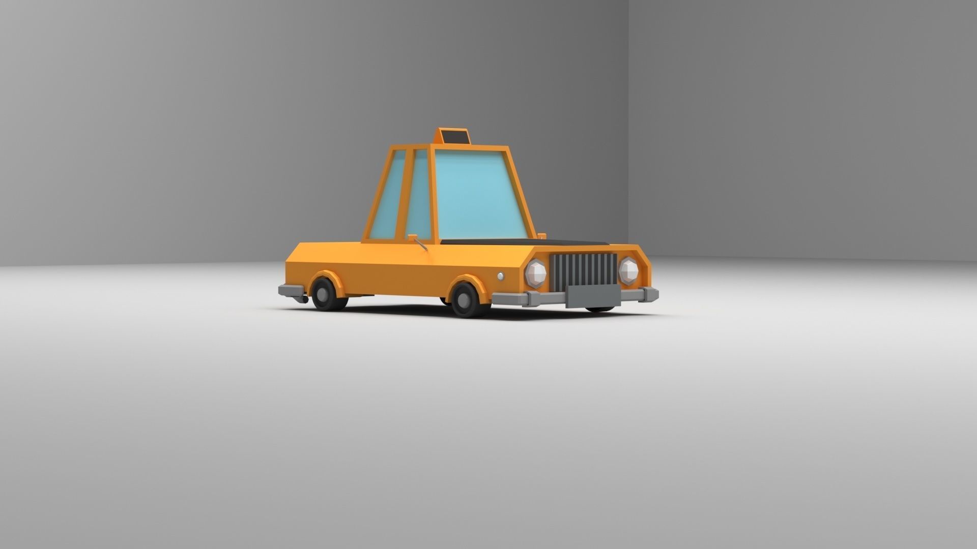 Cartoon Low-Poly yellow Taxi car vehicle for game-ready 3D model Low-poly 3D model_1