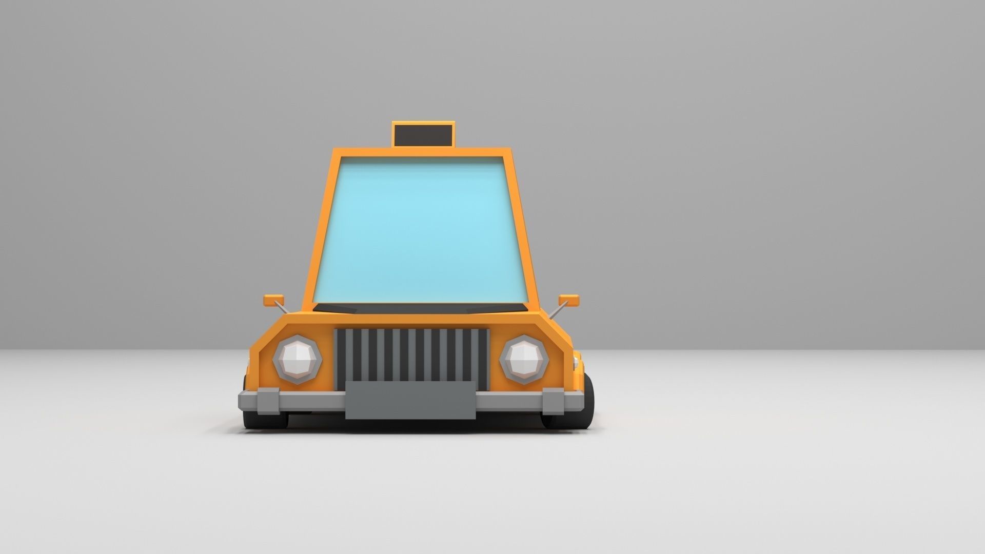 Cartoon Low-Poly yellow Taxi car vehicle for game-ready 3D model Low-poly 3D model_5