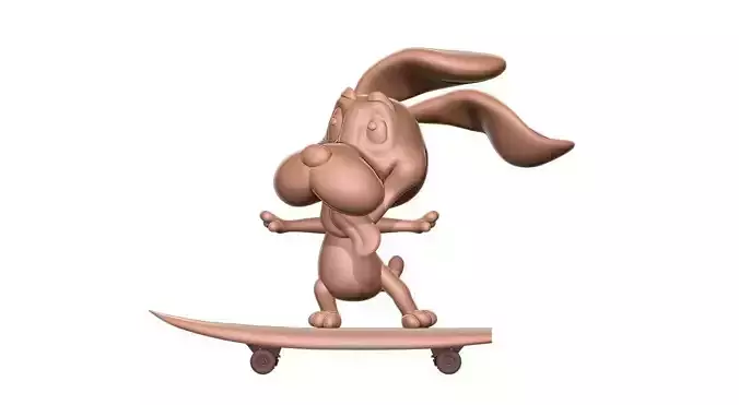 Beagle Dog and skateboard 3D print model