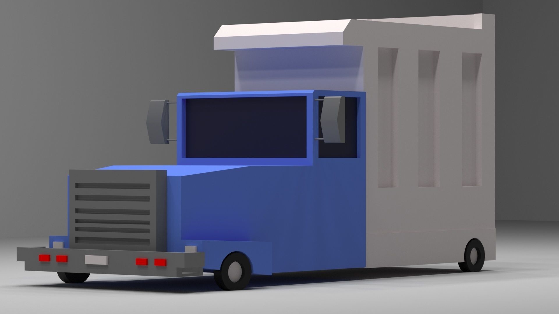 Cartoon Low-Poly truck vehicle for game-ready 3D model Low-poly 3D model_1