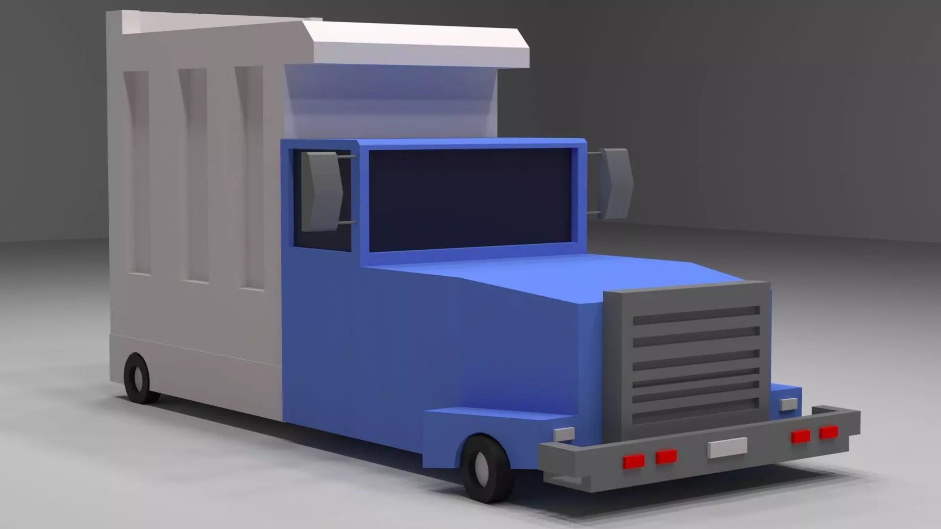 Cartoon Low-Poly truck vehicle for game-ready 3D model Low-poly 3D model_0