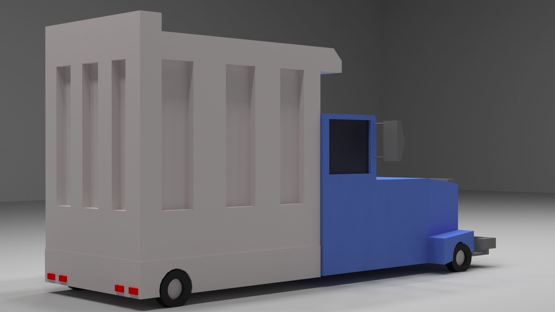Cartoon Low-Poly truck vehicle for game-ready 3D model Low-poly 3D model_4