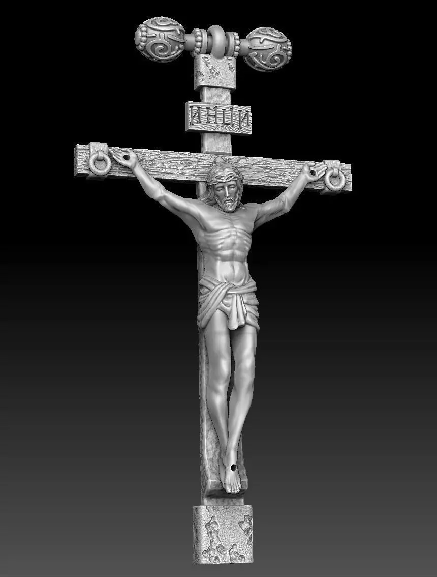 Cross sculpture of jesus on 3D print model