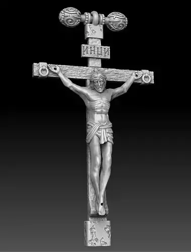 Cross sculpture of jesus on